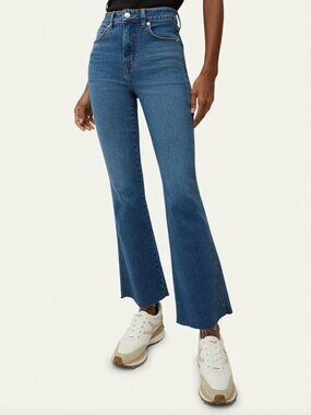 $298 Veronica Beard Blue Carson Ankle Flare High Rise Denim Jeans size 25/27"